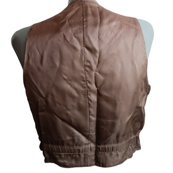 Men's 42 Large Leather Vest Vintage 80's Startown Boho Macho Distress Londontown - Picture 3 of 7